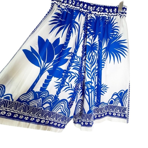 Zara High Rise Printed Bermuda Short Blue and Cream Size S - Picture 5 of 11